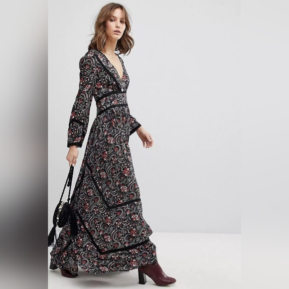 ba sh Dresses Bash Heren Noir Cotton Floral Maxi Dress Poshmark
